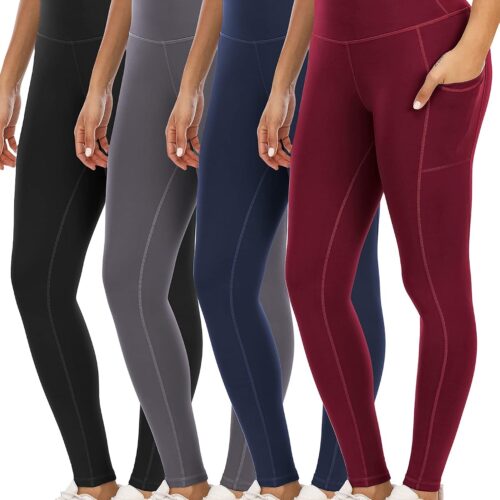 4-Pack Women High-Waisted Leggings with Pockets