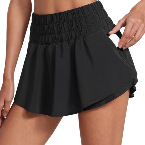 Women High-Waisted Ruffled Athletic Shorts